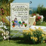 Personalized Cartoon Character Plant Flower Garden Flag with Name Garden Decorations Parents' Day Gift for Mom Grandma Family Gardening Lovers