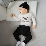 Personalized Just Joined Team 100% Cotton Soft Baby Bodysuit Knot Hat Pants Set with Name Coming Home Outfit Birthday Baby Shower Gift for Newborns