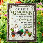 Personalized Retro Garden Cartoon Character Vertical Metal Sign with Name Garden Decor Birthday Gift for Grandma Mom Gardening Lover