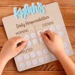 Personalised Name Daily Responsibilities Chore Chart with Hook and Loop and Token Daily Interactive Room Decor Birthday Gift for Kids Parents