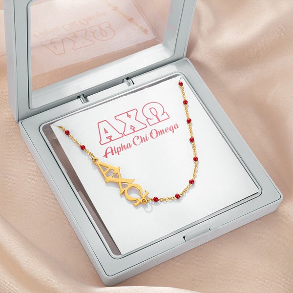 Personalized Greek Letter Enamel Beaded Necklace Sorority Birthday Gift for Sisters Friends | Callie × Affinity Licensing