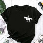 Personalisierte Multicolor Pferd Reiten Muster T-Shirt Sweatshirt Hoodie mit Namen Geburtstag Geschenk für Pferdeliebhaber