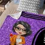 Coperta morbida con nome per la festa dell'insegnante con design a pastelli colorati personalizzati, personaggio dei cartoni animati.