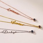 Personalized Photo Projection Nameplate Necklace Dainty Jewelry with Name Birthday Anniversary Gift for Girlfriend Mother Women