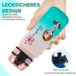 Personalisierte Cartoon-Charakter Geburtsblume Farbverlaufe Sport Wasserflasche mit Namen Geburtstag Geschenk für Familie
