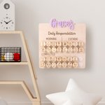 Personalised Name Daily Responsibilities Chore Chart with Hook and Loop and Token Daily Interactive Room Decor Birthday Gift for Kids Parents