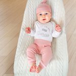 Personalized Just Joined Team 100% Cotton Soft Baby Bodysuit Knot Hat Pants Set with Name Coming Home Outfit Birthday Baby Shower Gift for Newborns