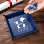 Personalised Graduation Cap Initial Name PU Leather Valet Tray with Date and School Name College Graduation Birthday Gift for Graduates