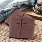 Personalized Bible Cross Portable PU Leather Wallet with Name Father's Day Birthday Anniversary Gift for Man