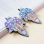 Juego de 2 marcapáginas magnéticos personalizados con lazo a cuadros y nombre Material de lectura Vuelta al cole Regalo de cumpleaños para profesores Niños