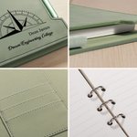 Personalized Adventure Begin Compass Design PU Leather Binder Notebook with Name School Name and Pen Graduation Gift for Graduates