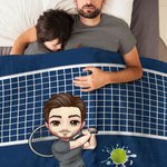 Personalized Cartoon Character Tennis Pickle Ball Badminton Soft Throw Blanket with Name Home Decor Birthday Gift for Men Women Ball Lovers