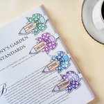 Juego de 2 marcapáginas magnéticos personalizados con lazo a cuadros y nombre Material de lectura Vuelta al cole Regalo de cumpleaños para profesores Niños