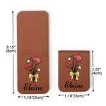 Personalised Pencil Bow Birth Flower Multicolour Magnetic PU Leather Bookmark Clip with Name Birthday Back to School Gift for Teachers Bookworm