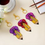 Personalized Pencil Coquette Bow Design Bag Tag with Name Backpack Decoration Back to School Birthday Gift for Teachers Kids