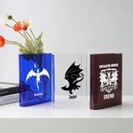 Personalised Cool Flying Dragon Pattern Clear Bookend Vase with Name Aesthetic Room Decor Birthday Gift for Mom Grandma Book Lovers