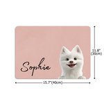 Personalised 3D Cartoon Dog Design Waterproof Non-slip Leather Dog Food Mat with Name Home Decor Birthday Gift for Dog Lovers