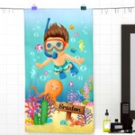 Personalized Marine Diving Super Absorbent Quick Dry Soft Towel with Name Beach Accessory Summer Vacation Birthday Gift for Kid