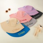 Chapeau à godet respirant brodé d'animaux avec nom Accessoire d'été Cadeau d'anniversaire pour les garçons et les filles