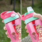 Personalisierte Niedliche Cartoon Kinder Trinkflasche mit Namen 475 ml Outdoor-Essentials Schulanfang Einschulung Geschenk für Kinder
