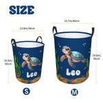 Personalisierte Meerestier Unterwasserwelt Name Wasserdicht Wäsche Aufbewahrungskorb mit Griff Nursery Decor Geburtstagsgeschenk für Jungen Mädchen