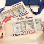 Personalized Graduation Cap Wooden Money Cash Holder with Name and Year Class of 2025 Funny Party Favor Graduation Gift for Graduates