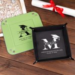 Personalised Graduation Cap Initial Name PU Leather Valet Tray with Date and School Name College Graduation Birthday Gift for Graduates