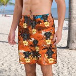 Personalised Hawaiian Theme  Palm Trees Beach Shorts with Pet Photo and Drawstring Summer Travel Vacation Essential Birthday Gift for Men Pet Lovers
