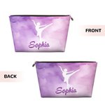 Personalized Watercolor Dancer Silhouette Portable Makeup Bag with Name Travel Storage Anniversary Birthday Gift for Dance Lovers