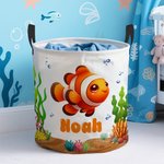 Personalisierte Meerestier Unterwasserwelt Name Wasserdicht Wäsche Aufbewahrungskorb mit Griff Nursery Decor Geburtstagsgeschenk für Jungen Mädchen