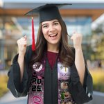 Personalisierte bunte Foto-Collage in liebevoller Erinnerung Graduierung Stola mit Namen Klasse von 2025 Graduierung Geschenk für Absolventen