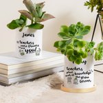 Personliga varma citat namn keramisk växtkruka med dränering och bambubas uppskattningsvecka lärares daggåva för lärare utbildare