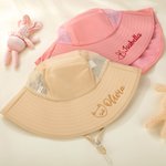 Chapeau à godet respirant brodé d'animaux avec nom Accessoire d'été Cadeau d'anniversaire pour les garçons et les filles