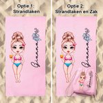 Gepersonaliseerde Multicolor Geboortebloem Cartoon Vrouwen Meisje Zacht Sneldrogend Strandlaken met Naam Vakantie Strand Cadeau voor Vrienden