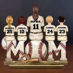 Personalized Baseball Mom and 1-4 Kids Wooden Wooden Plaque Ornament with Name Table Decor Game Day Birthday Gift for Family Baseball Lovers