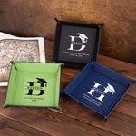 Personalised Graduation Cap Initial Name PU Leather Valet Tray with Date and School Name College Graduation Birthday Gift for Graduates