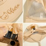 Chapeau à godet respirant brodé d'animaux avec nom Accessoire d'été Cadeau d'anniversaire pour les garçons et les filles