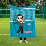 Personalized Cartoon Character Tennis Pickle Ball Badminton Soft Throw Blanket with Name Home Decor Birthday Gift for Men Women Ball Lovers