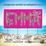 Asciugamano da spiaggia personalizzato con nome e motivo floreale multicolore ad asciugatura rapida oversize regalo di vacanze estive per donne