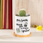 Personliga varma citat namn keramisk växtkruka med dränering och bambubas uppskattningsvecka lärares daggåva för lärare utbildare