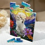 Vitrail personnalisé chien chat portrait d'animal Puzzles en briques avec nom Décoration d'intérieur Cadeau d'anniversaire pour l'amoureux de l'animal