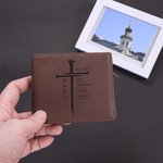 Personalized Bible Cross Portable PU Leather Wallet with Name Father's Day Birthday Anniversary Gift for Man