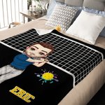 Personalized Cartoon Character Tennis Pickle Ball Badminton Soft Throw Blanket with Name Home Decor Birthday Gift for Men Women Ball Lovers