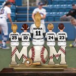 Personalized Baseball Mom and 1-4 Kids Wooden Wooden Plaque Ornament with Name Table Decor Game Day Birthday Gift for Family Baseball Lovers