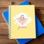 Personalizado lindo cisne conejo oveja oso de dibujos animados de ballet animal A5 espiral cuaderno con nombre regalo de cumpleaños para la familia amigo mujeres