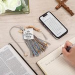 Personalized Boho NFC Daily Bible Verse Prayer Tassel with Text and Beads Cross Bible Study Accessory Baptism Christian Gift for Family Friends
