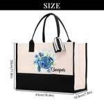 Personalisierte florale Meeresschildkröte große wiederverwendbare Frauen Canvas Tasche mit Namen Reisezubehör Geburtstag Jahrestag Geschenk für Besties Freunde