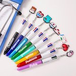 Penna a sfera retrattile personalizzata 4 in 1 multicolore con nome e charm carino regalo di compleanno e ringraziamento per personale medico