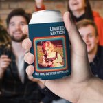 Personalized Stripes Retro Radio Photo Insulated Beer Can Cooler Sleeve with Year and Text Birthday Party Gift for Family Friends