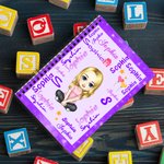 Personalized Cartoon Character Multicolor A5 Spiral Notebook with Name and Initial Anniversary Birthday Gift for Girls Boys